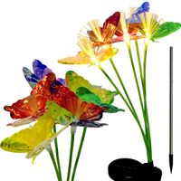 LAMPA SOLARNA TAŃCZĄCE NA WIETRZE MOTYLE 5 LED 76CM MULTIKOLOR