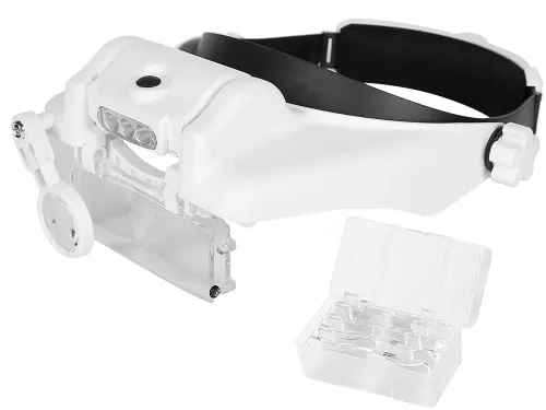 Lupa nagłowna czołowa okulary 3 led soczewki 13x na Arena.pl