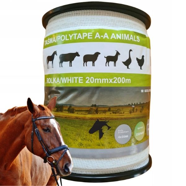 TAŚMA OGRODZENIOWA BASIC DLA KONI 200 MB / 20 MM BIAŁA PASTUCH zdjęcie 1