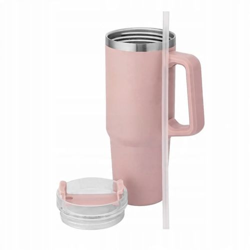 Kubek termiczny do samochodu z uchwytem i słomką Altom Design różowy 880 ml na Arena.pl