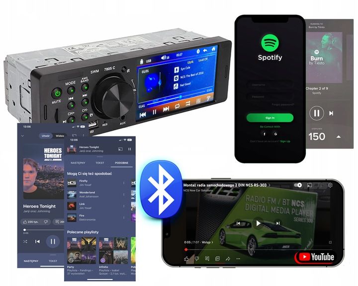 RADIO SAMOCHODOWE 1DIN EKRAN 4,1" USB BLUETOOTH SD zdjęcie 11