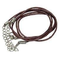 BAZA do naszyjnika sznurek woskowany z karabińczykiem 45cm brąz 2szt.
