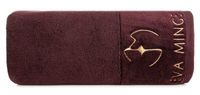 Ręcznik bawełniany z welurową bordiurą i haftem Eva Minge 50X90 bordowy