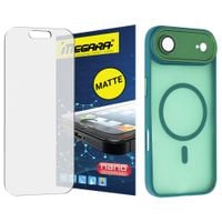 Szkło hybrydowe do iPhone 17 Air MATOWE + MagSafe ETUI zielone TPU