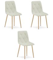 Krzesło beżowe tapicerowane LIBRA tkaniną do kuchni jadalni salonu x3