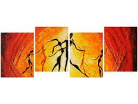 45CM 120 OBRAZ 4 ELEM AFRYKAŃSCY TANCERZE ŚCIENNY