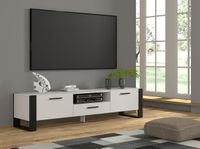 Szafka RTV Komoda Nuka 200 cm biały mat / czarny