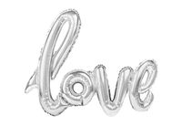 Zestaw balonów foliowych, napis "Love", srebrny, 100 cm x 70 cm