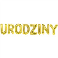 Balon foliowy baner napis urodziny złoty