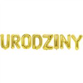 Balon foliowy baner napis urodziny złoty