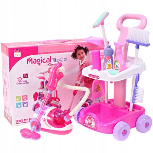 ZESTAW DO SPRZĄTANIA NA WÓZKU Z ODKURZACZEM DŹWIĘK SZCZOTKA MOP DLA DZIECI na Arena.pl