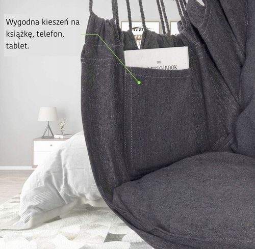 Ciemno szary Antracyt hamak brazylijski kokon huśtawka ogrodowa poduszki na Arena.pl