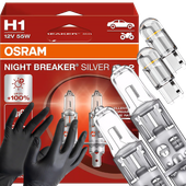 Żarówki Osram H1 Night Breaker Silver +100% W5W Led Clear Rękawiczki