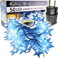 LAMPKI CHOINKOWE GWIAZDKI 50 LED DEKORACYJNE BIAŁE