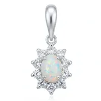 ELEGANCKI SREBRNY OWALNY WSIOREK MARKIZA BIAŁY OPAL CYRKONIE SREBRO 925