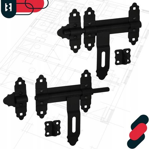 ZASUWA BRAMOWA GARAŻOWA RYGIEL BLOKADA ZAMKNIĘCIE DRZWI BRAMY CZARNA 200 MM na Arena.pl
