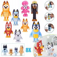 BLUEY I BINGO RODZINA PRZYJACIELE, 8 SZT FIGURKI BLUEY Z RODZINĄ BLUE CAŁY