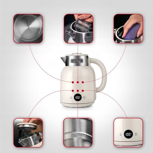 CZAJNIK ELEKTRYCZNY BEZPRZEWODOWY STALOWY RETRO DŹWIĘK BEŻOWY 2200W na Arena.pl