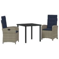 Zestaw do jadalni w ogrodzie 3 pcs Szary polirattan