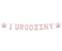 girlanda papierowa "1 urodziny" różowa 1,5 m. bf-burr