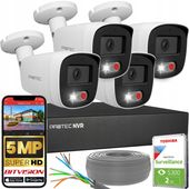 Kompletny zestaw monitoringu 4 kamery tubowe 5Mpx IP POE podgląd