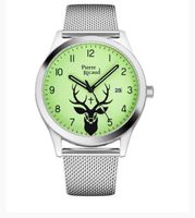 Zegarek myśliwski z bransoletą Pierre Ricaud - Jeleń św. Huberta z datą flu