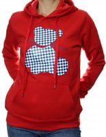 Damska bluza dresowa kangurka z kapturem czerwona miś L