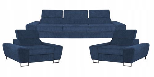 Zestaw mebli wypoczynkowych salon Savio Sofa 3os fotele granat Family Meble na Arena.pl