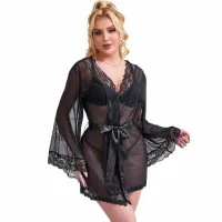subblime babydoll s/m - transparentny komplet z czarną koronką