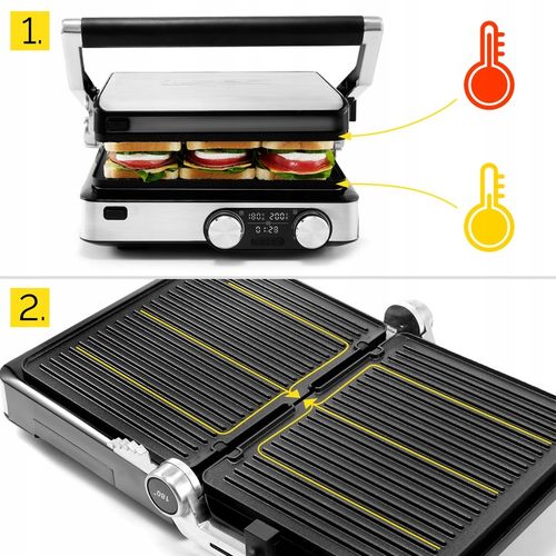 Grill elektryczny Kontaktowy Yoer 2000W +Programator czasu i Temperatury na Arena.pl
