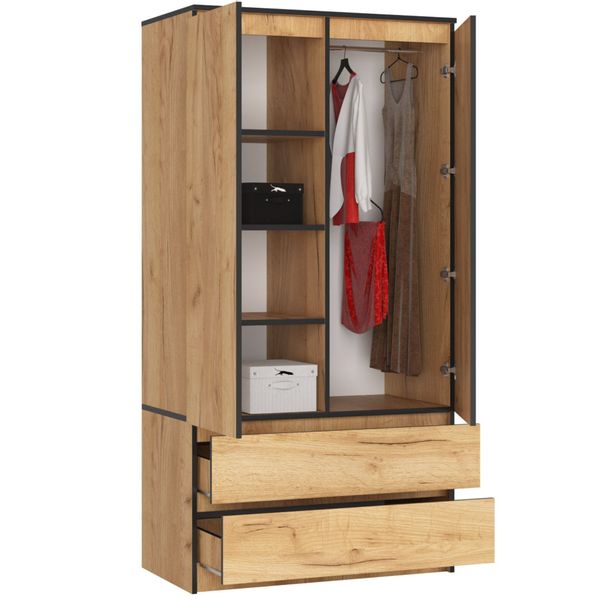 Szafa S 90 cm 2 drzwi 2 szuflady - dąb craft zdjęcie 2
