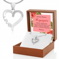 PREZENT DLA MAMY DZIEŃ MAMY NASZYJNIK SREBRNY SERDUSZKO UPOMINEK DLA MAMY
