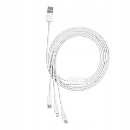 BASEUS SZYBKI KABEL USB / microUSB / USB C / Lightning 3,5A biały na Arena.pl