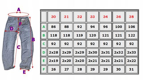 30/36 pas 86cm Spodnie Extra Długie Regular -1618 na Arena.pl