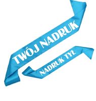 Szarfa turkusowa z Twoim nadrukiem w kolorze białym - przód + tył