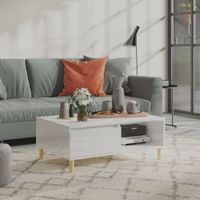 Stolik kawowy, biały o wysokim połysku, 90x60x35 cm