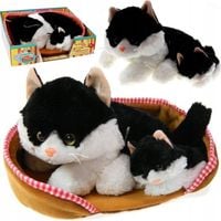 INTERAKTYWNY KOT W POSŁANKU Reaguje na Dotyk + KOTEK 2 kotki