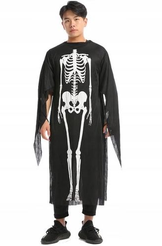 Kostium na Halloween Przebranie KOŚCIOTRUP SZKIELET Ponczo Tunika - na Arena.pl