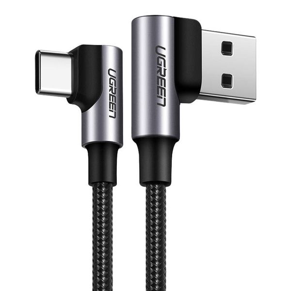 Kabel USB do USB-C, kątowy UGREEN US176, 3A, 1m (czarny) zdjęcie 1
