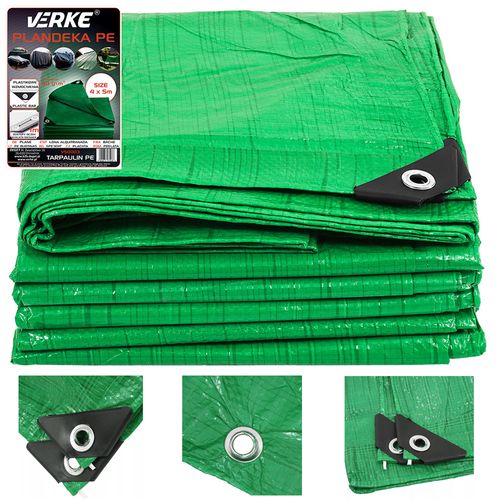 PLANDEKA UNIWERSALNA 4x5 M ZIELONA VERKE V50003 60 g/m WZMACNIANE NAR na Arena.pl