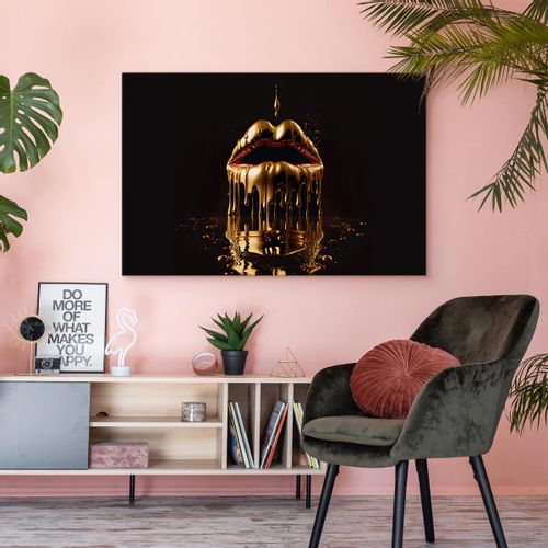 Obraz Na Płótnie Canvas Rozpływające Się Złote USTA Abstrakcja 3D 30cm x 20cm na Arena.pl