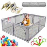 KOJEC DZIECIĘCY XXL Z MATĄ PIANKOWĄ 180x200 cm + 4 UCHWYTY I 50 PIŁEK