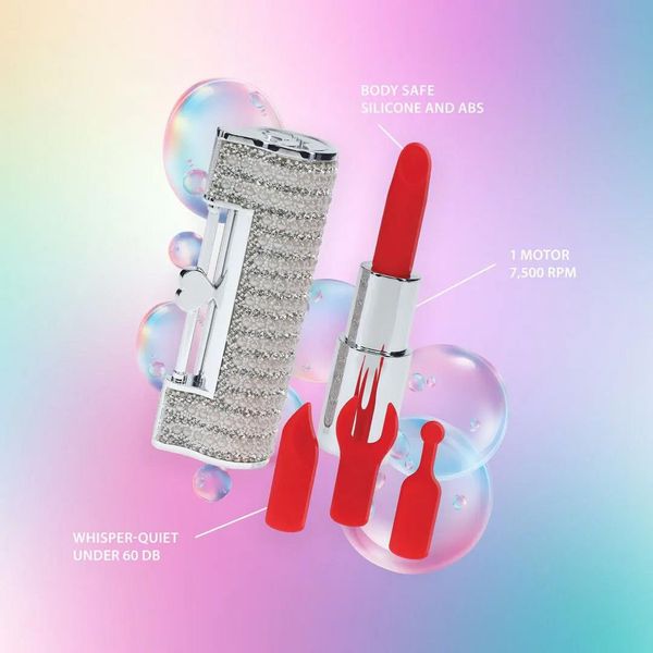 Angel - Lipstick Vibrator With 4 Attachments - Clear zdjęcie 7