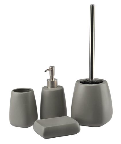 Szczotka WC z pojemnikiem PASTELLO ceramika szary matowy na Arena.pl