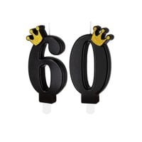 Świeczka urodzinowa czarna z koroną liczba 60