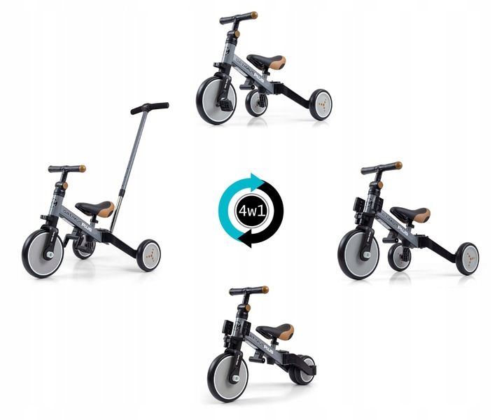 Rowerek 4w1 Milly Mally Optimus Plus Grey Sary zdjęcie 3