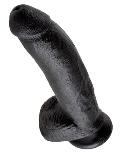 9' cock with balls black dildo z jądrami czarne 23cm king cock na Arena.pl