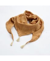 Chusta muślinowa pod szyję dla dzieci chwosty karmel złote kropki S