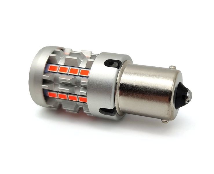 żarówka P21W LED BA15S 12-24V bez błędu czerwona 2400lm Nowość zdjęcie 2