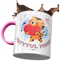 Kubek Różowy Z Tygryskiem Słodki Na Prezent Z Nadrukiem Ze Zdjęciem